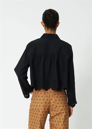 Cropped bluse with embroidery anglaise Sort Stella Nova